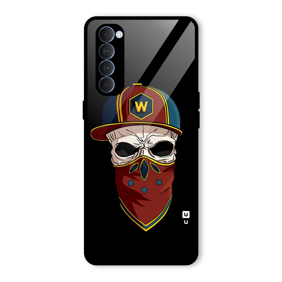 Cool Skull Mask Cap Glass Back Case for Oppo Reno4 Pro