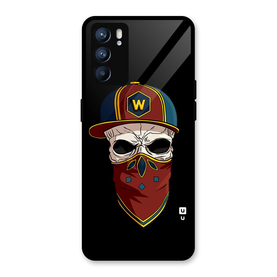 Cool Skull Mask Cap Glass Back Case for Oppo Reno6 5G