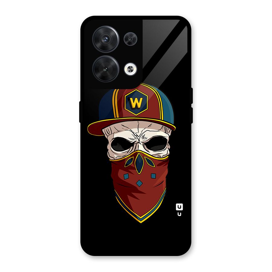 Cool Skull Mask Cap Glass Back Case for Oppo Reno8 5G