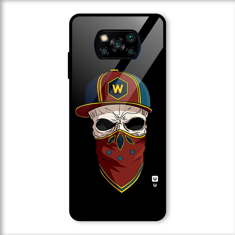 Cool Skull Mask Cap Glass Back Case for Poco X3