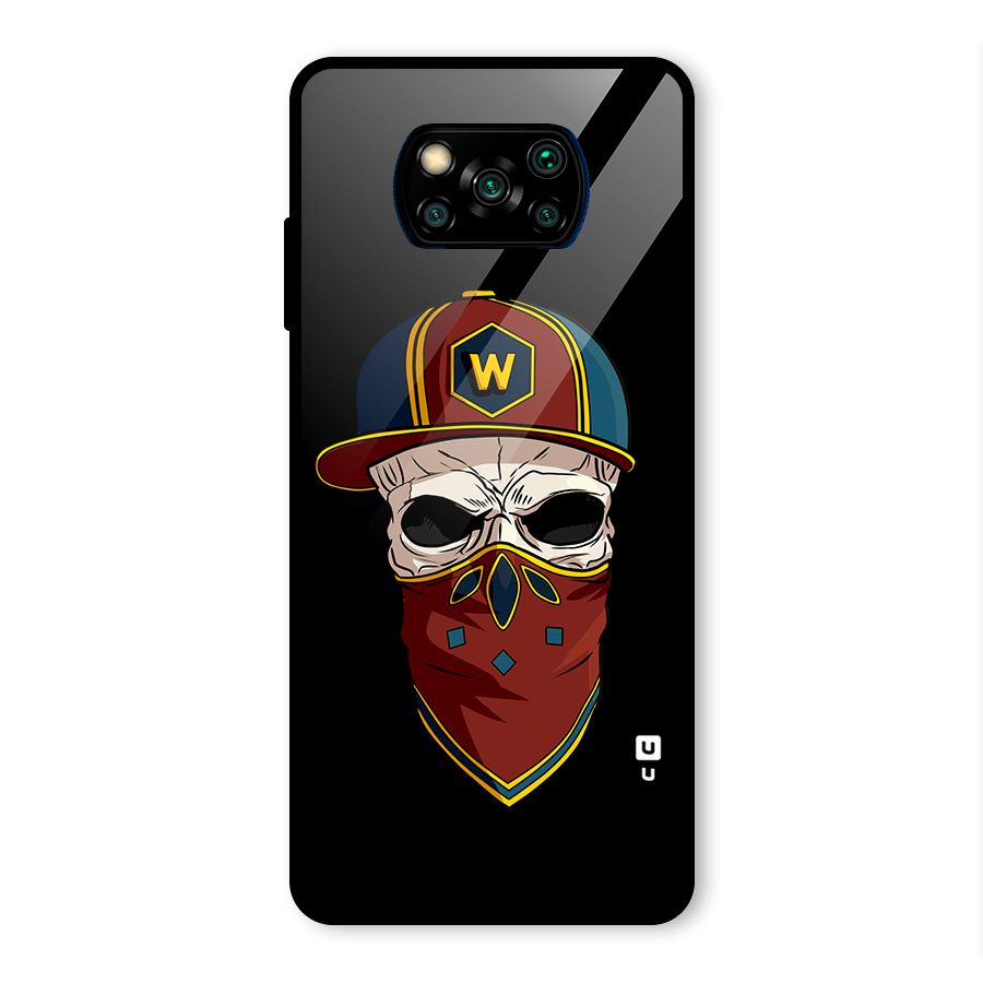 Cool Skull Mask Cap Glass Back Case for Poco X3 Pro
