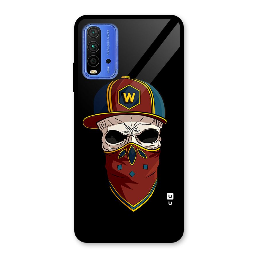 Cool Skull Mask Cap Glass Back Case for Redmi 9 Power