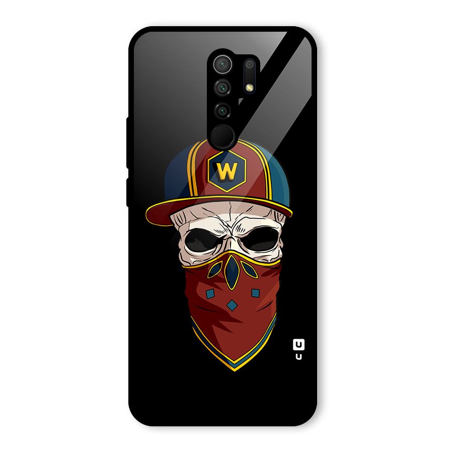 Cool Skull Mask Cap Glass Back Case for Redmi 9 Prime