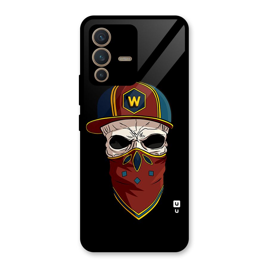 Cool Skull Mask Cap Glass Back Case for Vivo V23 5G
