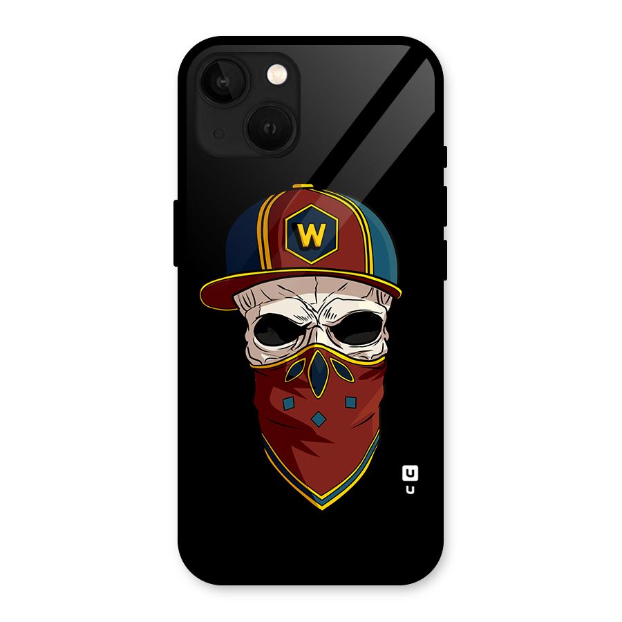 Cool Skull Mask Cap Glass Back Case for iPhone 13