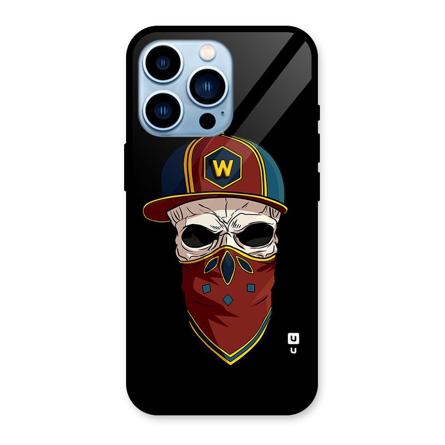 Cool Skull Mask Cap Glass Back Case for iPhone 13 Pro