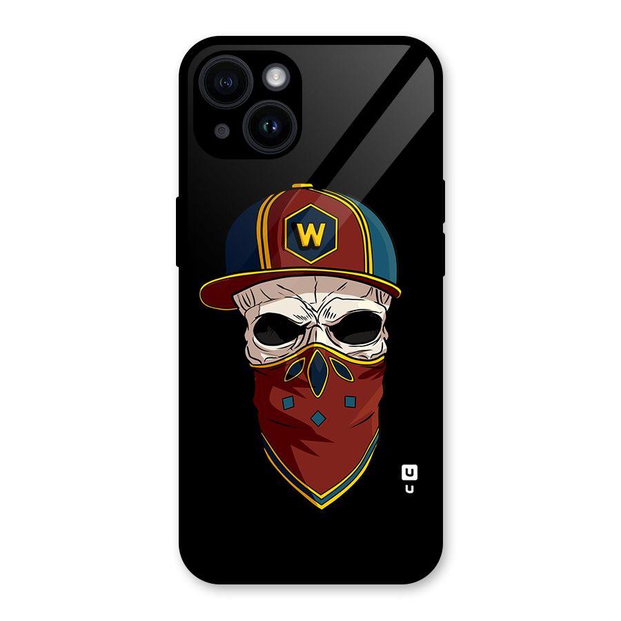 Cool Skull Mask Cap Glass Back Case for iPhone 14