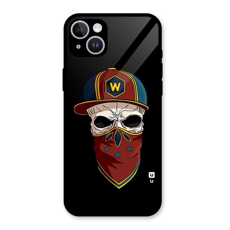 Cool Skull Mask Cap Glass Back Case for iPhone 14 Plus