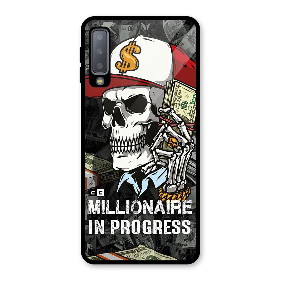 Cool Skull Millionaire In Progress Glass Back Case for Galaxy A7 (2018)