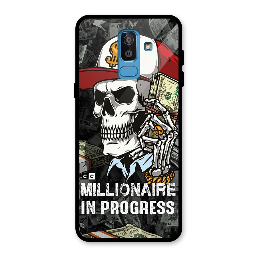 Cool Skull Millionaire In Progress Glass Back Case for Galaxy J8