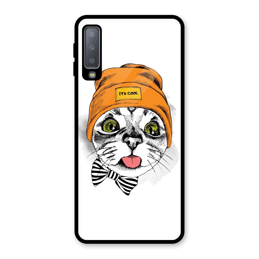 Cool cat Glass Back Case for Galaxy A7 (2018)