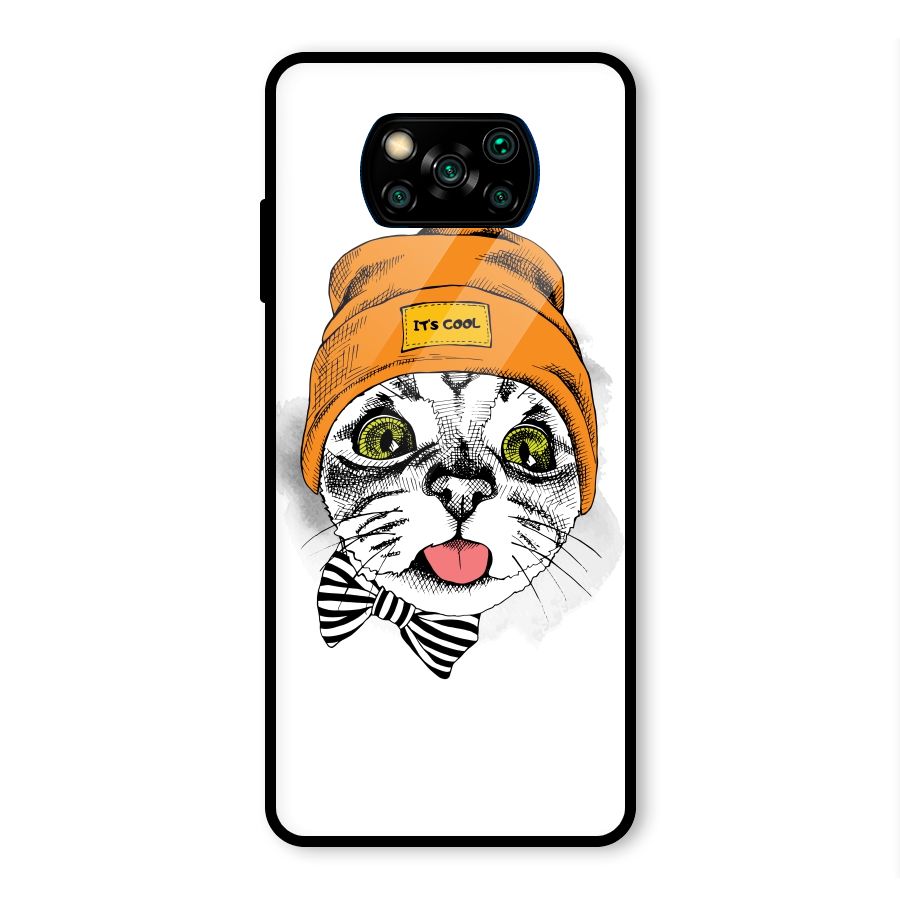 Cool cat Glass Back Case for Poco X3 Pro
