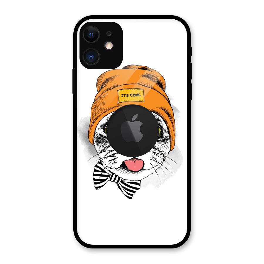 Cool cat Glass Back Case for iPhone 11 Logo Cut