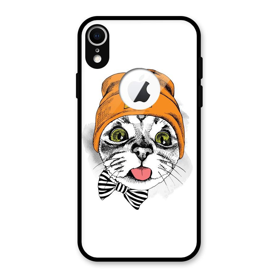 Cool cat Glass Back Case for iPhone XR Logo Cut