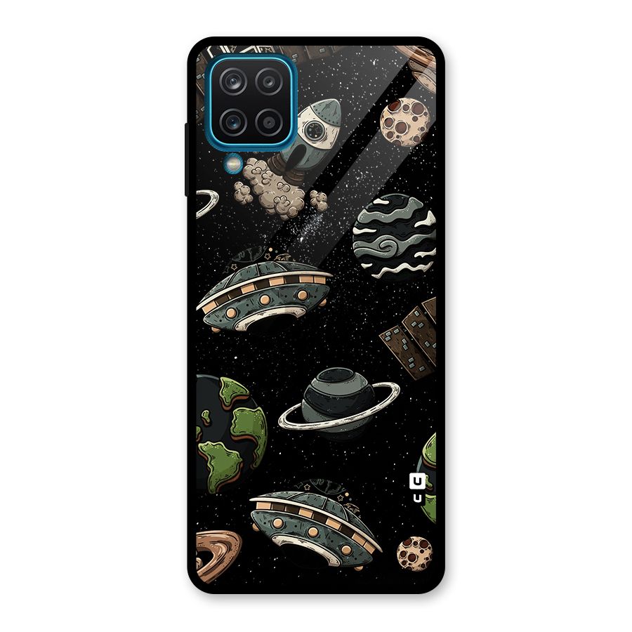Cosmos Night Sky Anime Pattern Glass Back Case for Galaxy A12