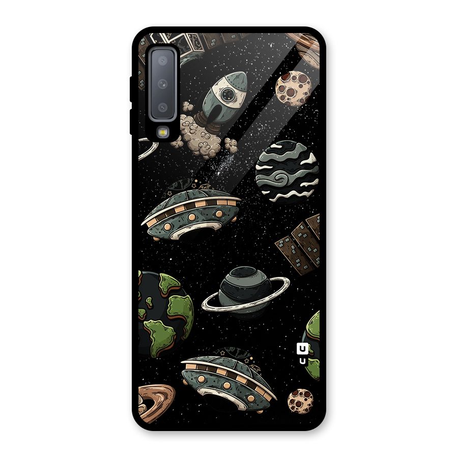 Cosmos Night Sky Anime Pattern Glass Back Case for Galaxy A7 (2018)