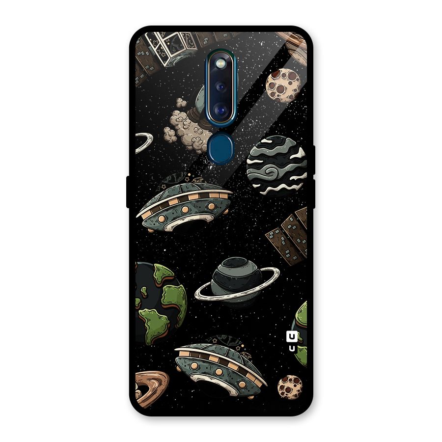 Cosmos Night Sky Anime Pattern Glass Back Case for Oppo F11 Pro