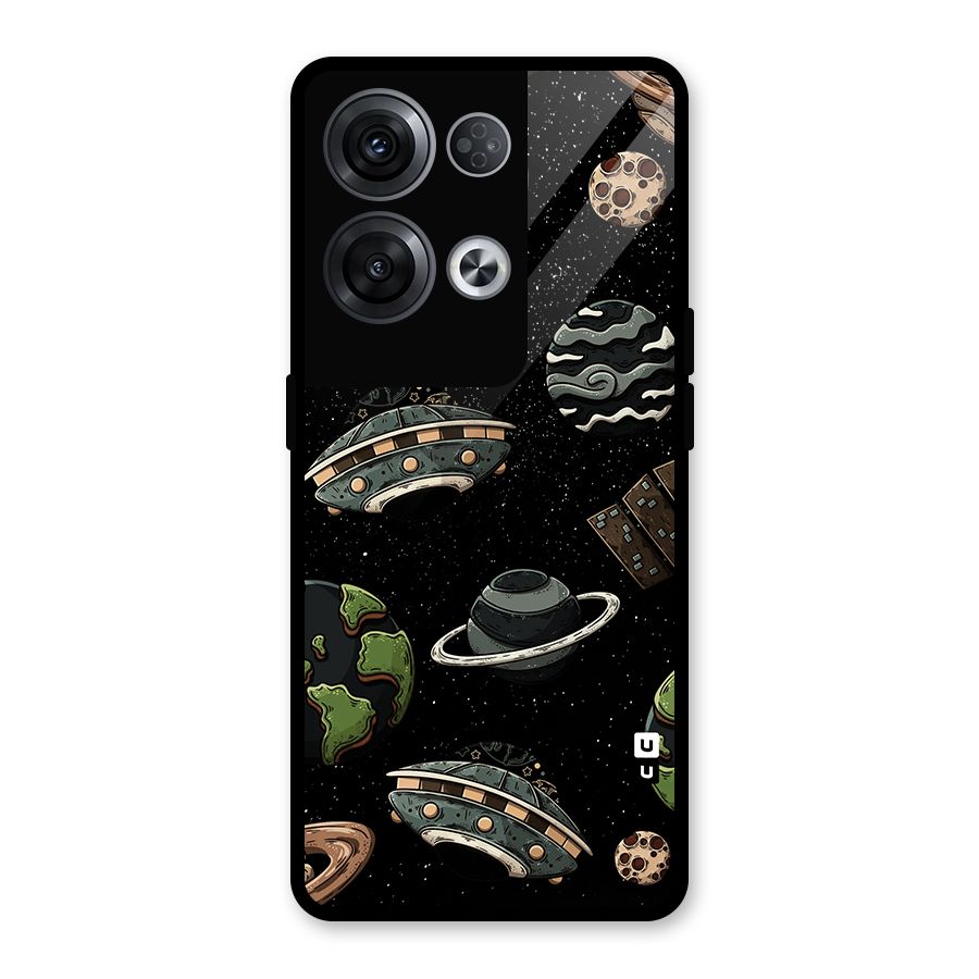 Cosmos Night Sky Anime Pattern Glass Back Case for Oppo Reno8 Pro 5G