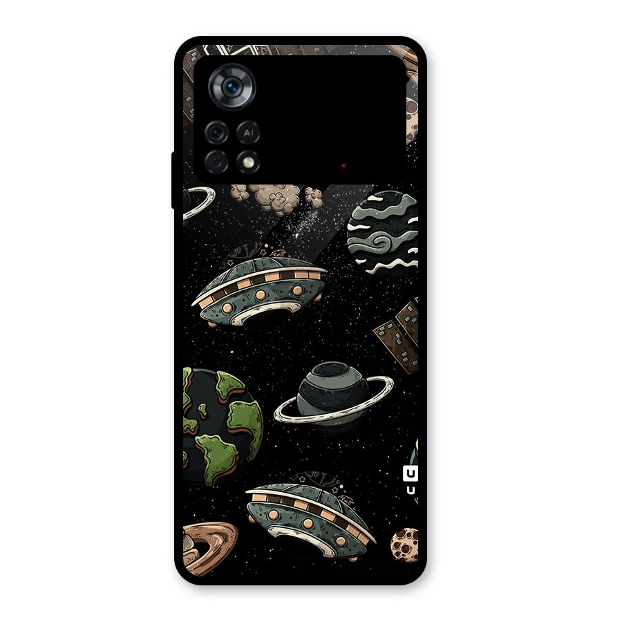 Cosmos Night Sky Anime Pattern Glass Back Case for Poco X4 Pro 5G