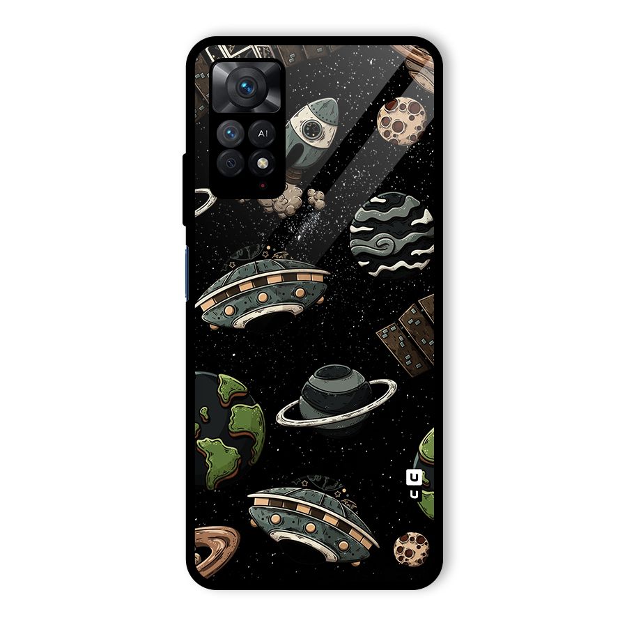 Cosmos Night Sky Anime Pattern Glass Back Case for Redmi Note 11 Pro Plus 5G