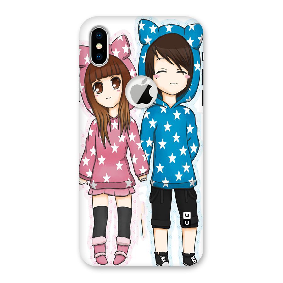 Couple In Stars Back Case for iPhone XS Logo Cut