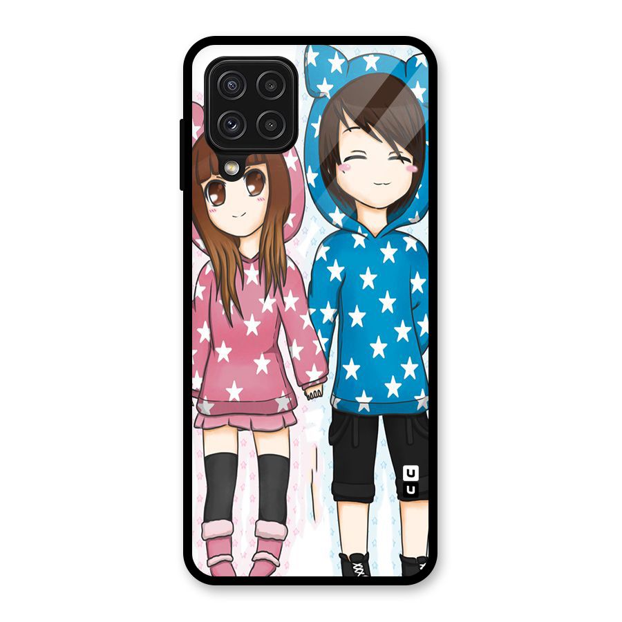 Couple In Stars Glass Back Case for Galaxy A22 4G