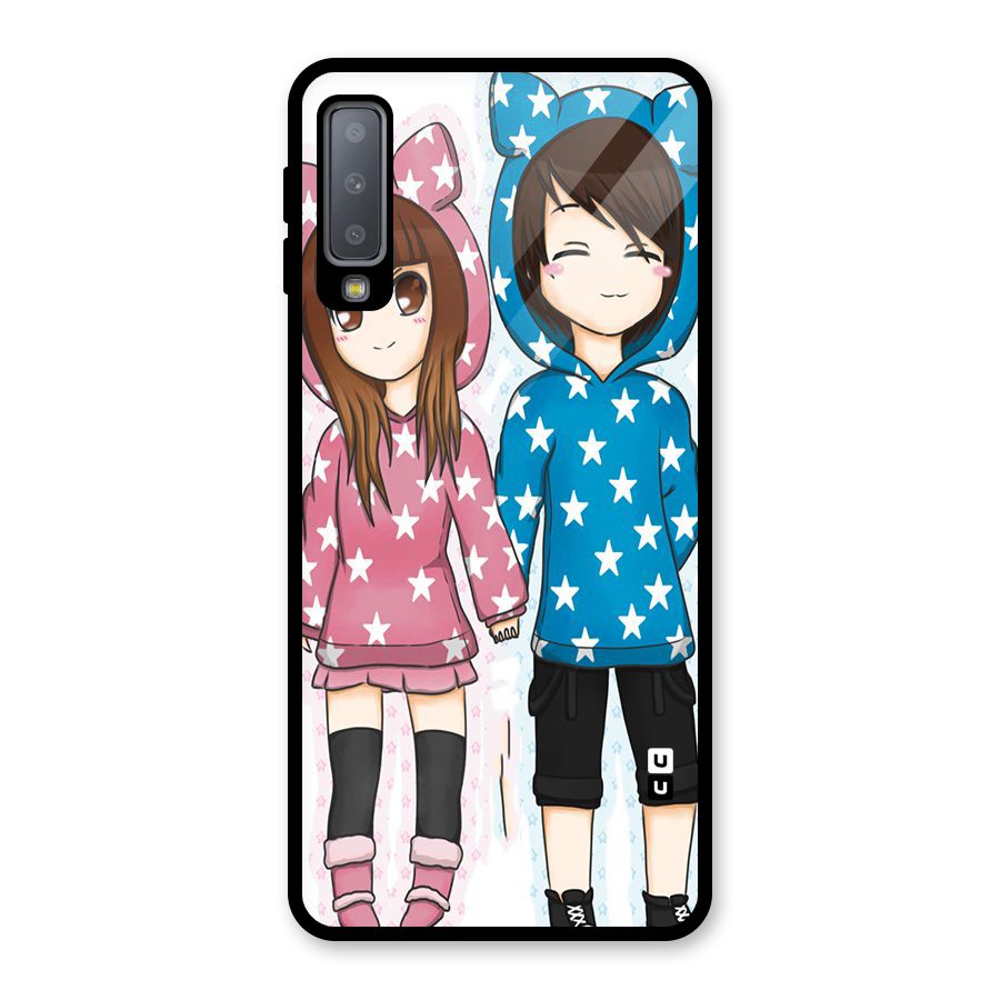 Couple In Stars Glass Back Case for Galaxy A7 (2018)