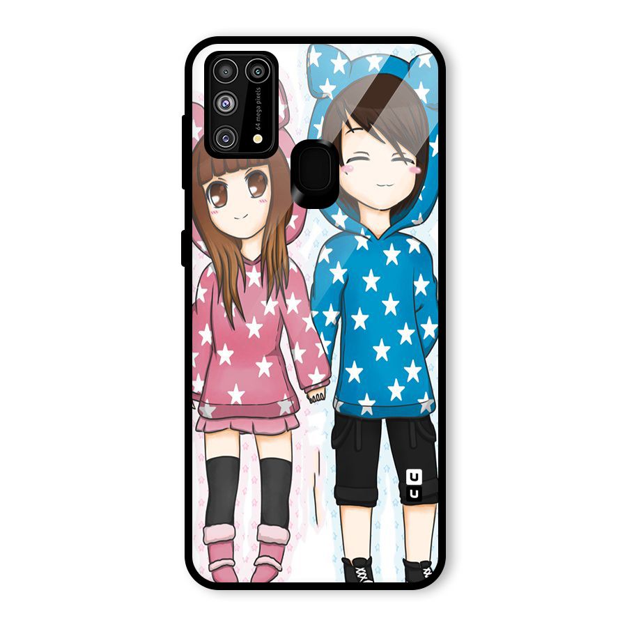 Couple In Stars Glass Back Case for Galaxy F41