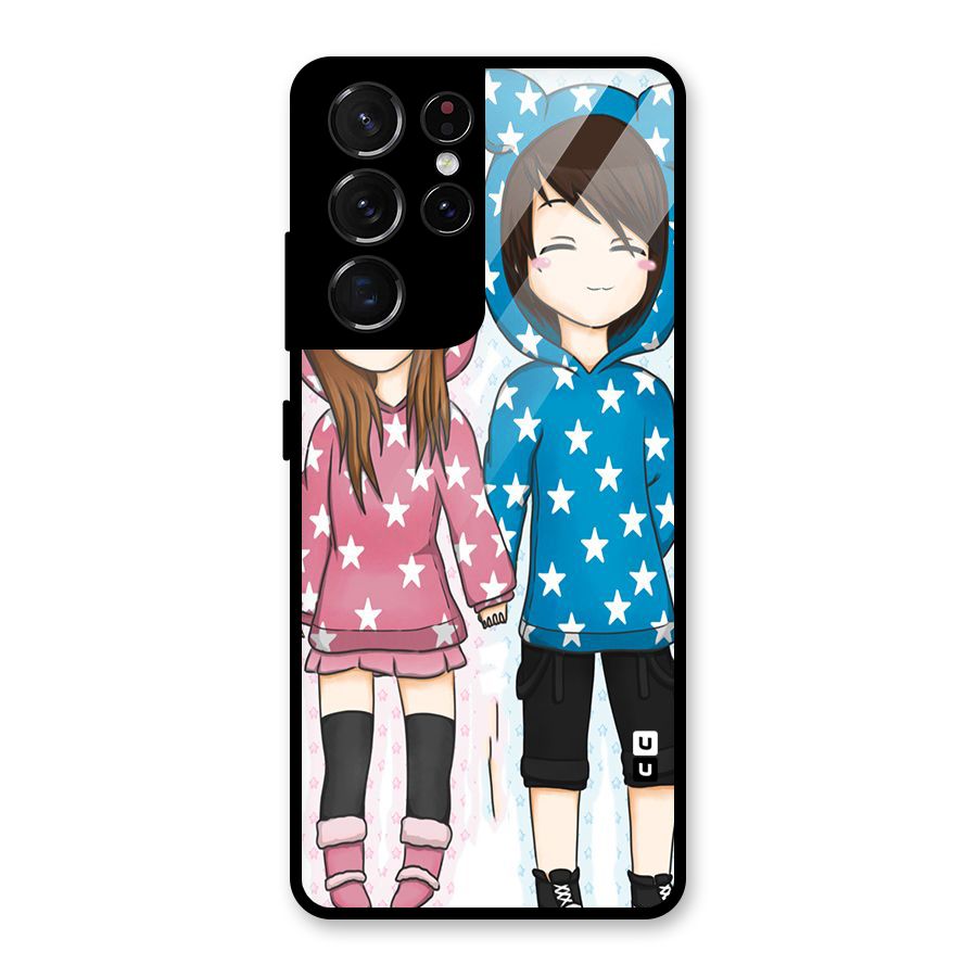 Couple In Stars Glass Back Case for Galaxy S21 Ultra 5G