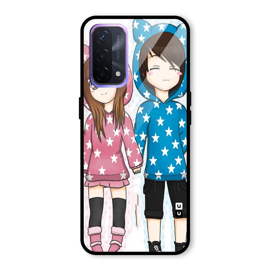 Couple In Stars Glass Back Case for Oppo A74 5G