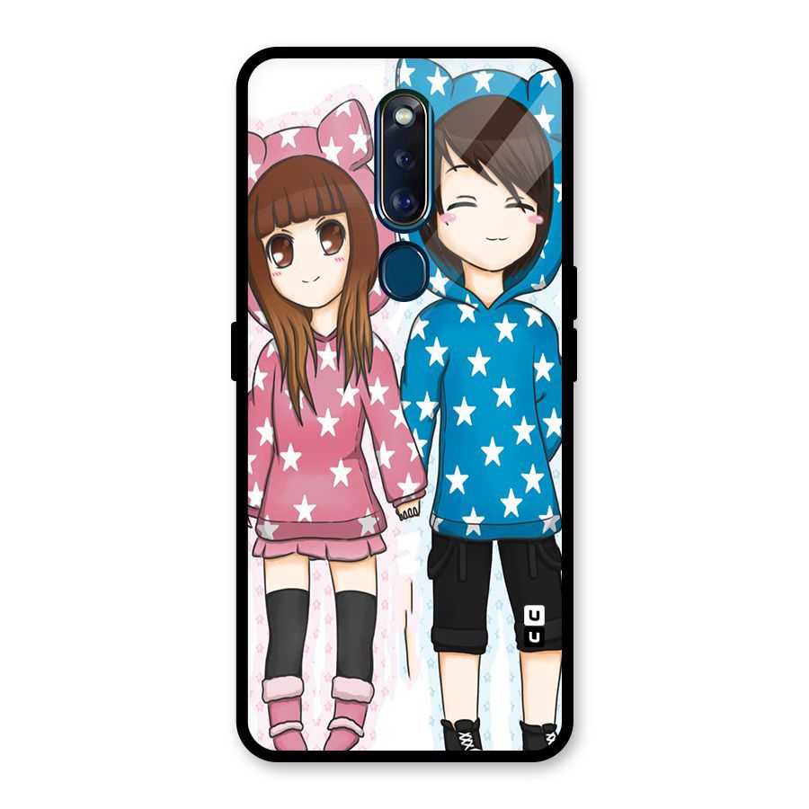 Couple In Stars Glass Back Case for Oppo F11 Pro