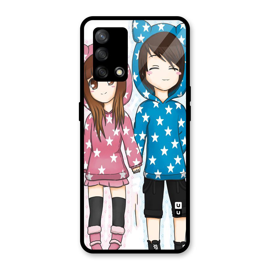 Couple In Stars Glass Back Case for Oppo F19