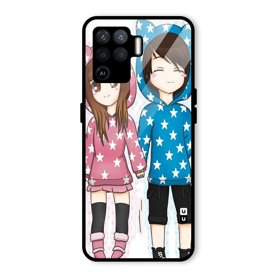 Couple In Stars Glass Back Case for Oppo F19 Pro