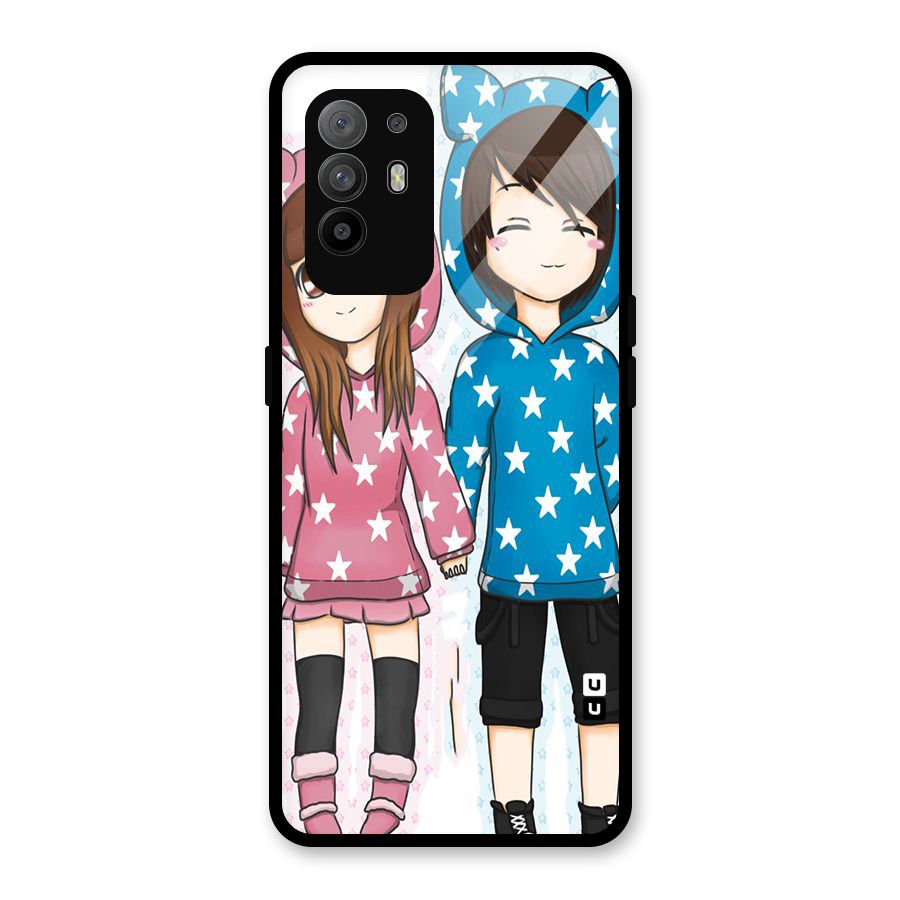 Couple In Stars Glass Back Case for Oppo F19 Pro Plus 5G