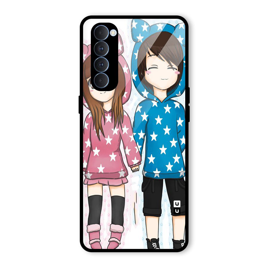 Couple In Stars Glass Back Case for Oppo Reno4 Pro