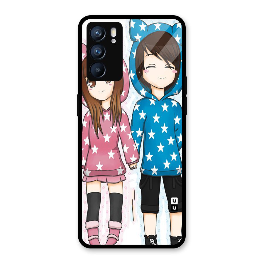 Couple In Stars Glass Back Case for Oppo Reno6 5G