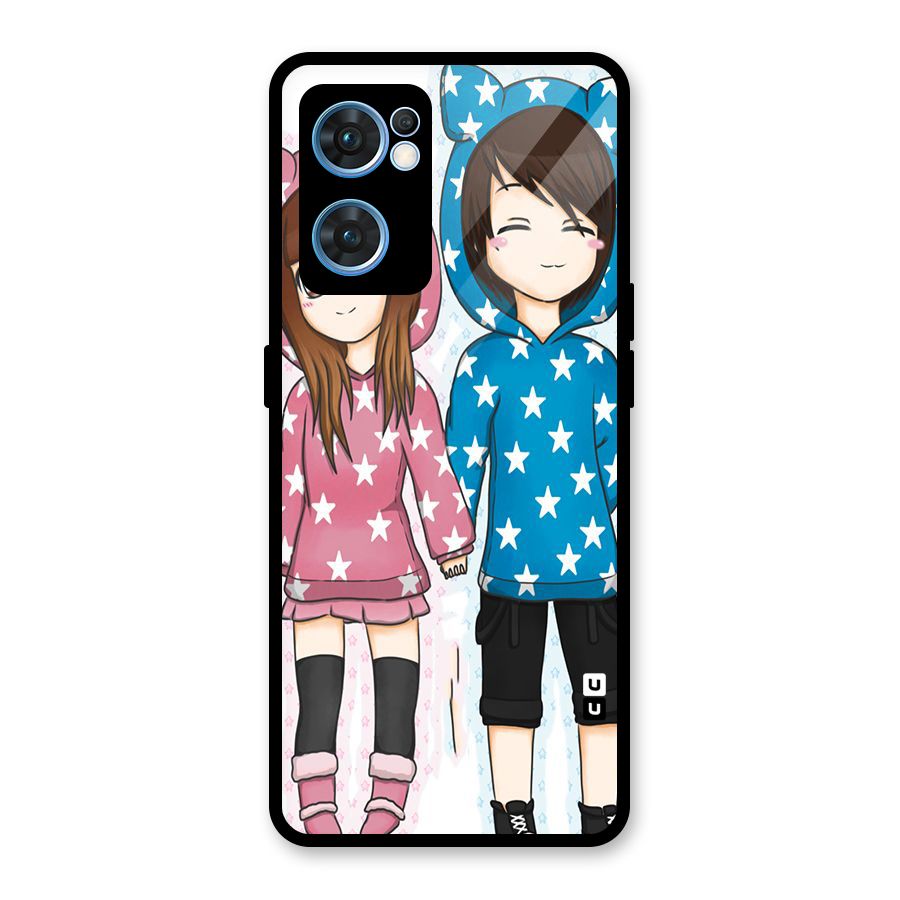 Couple In Stars Glass Back Case for Oppo Reno7 5G
