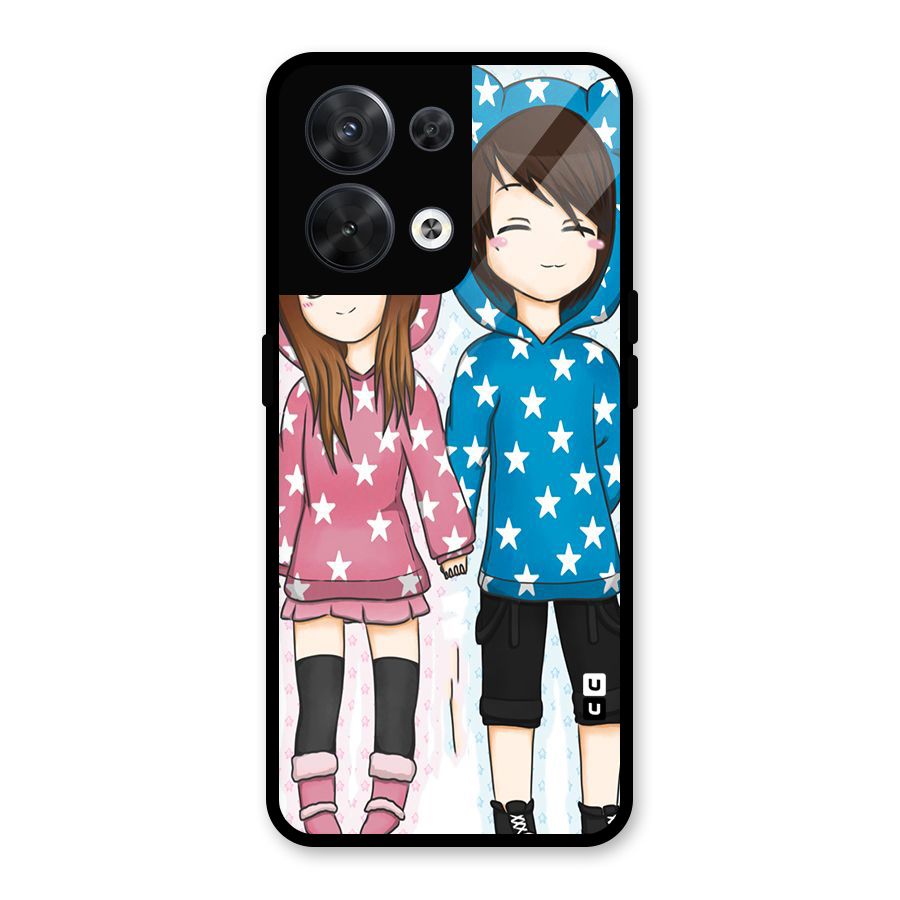 Couple In Stars Glass Back Case for Oppo Reno8 5G