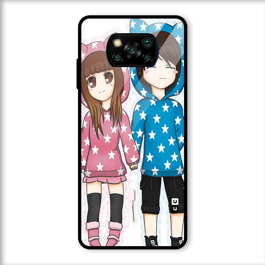 Couple In Stars Glass Back Case for Poco X3