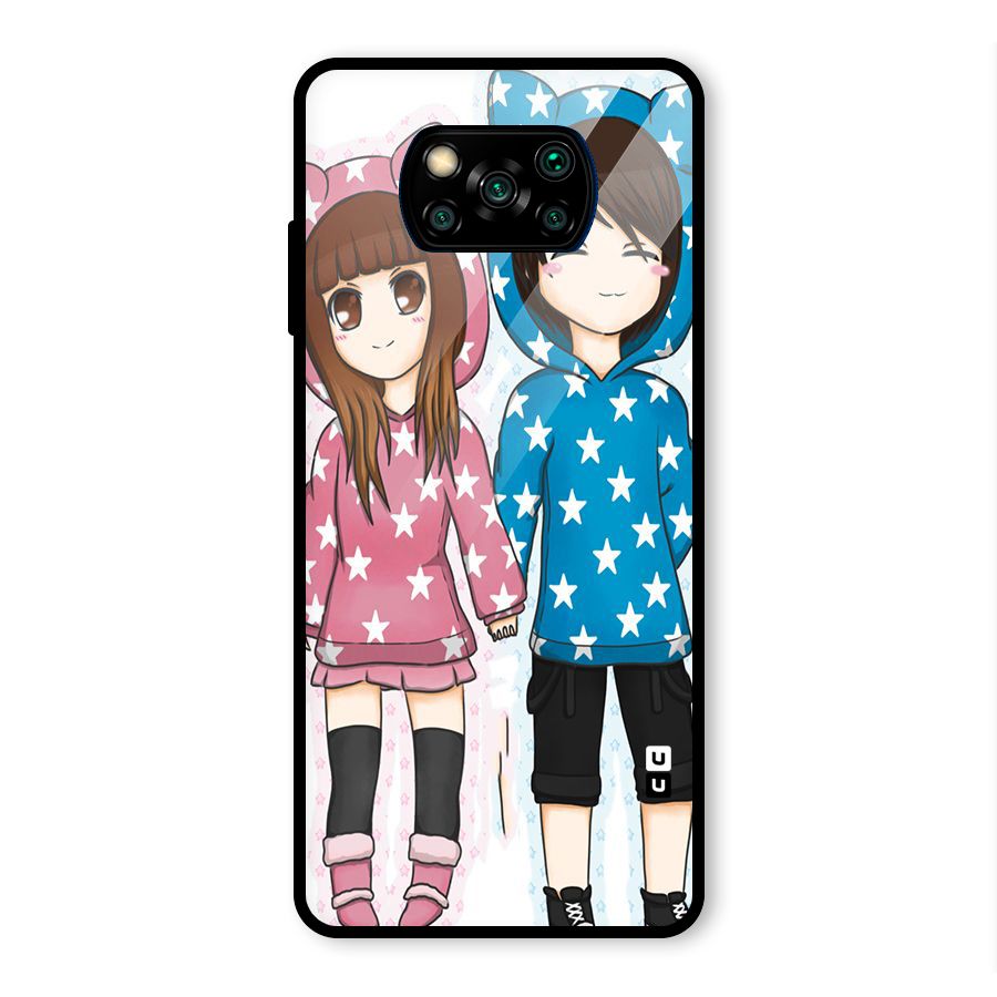 Couple In Stars Glass Back Case for Poco X3 Pro