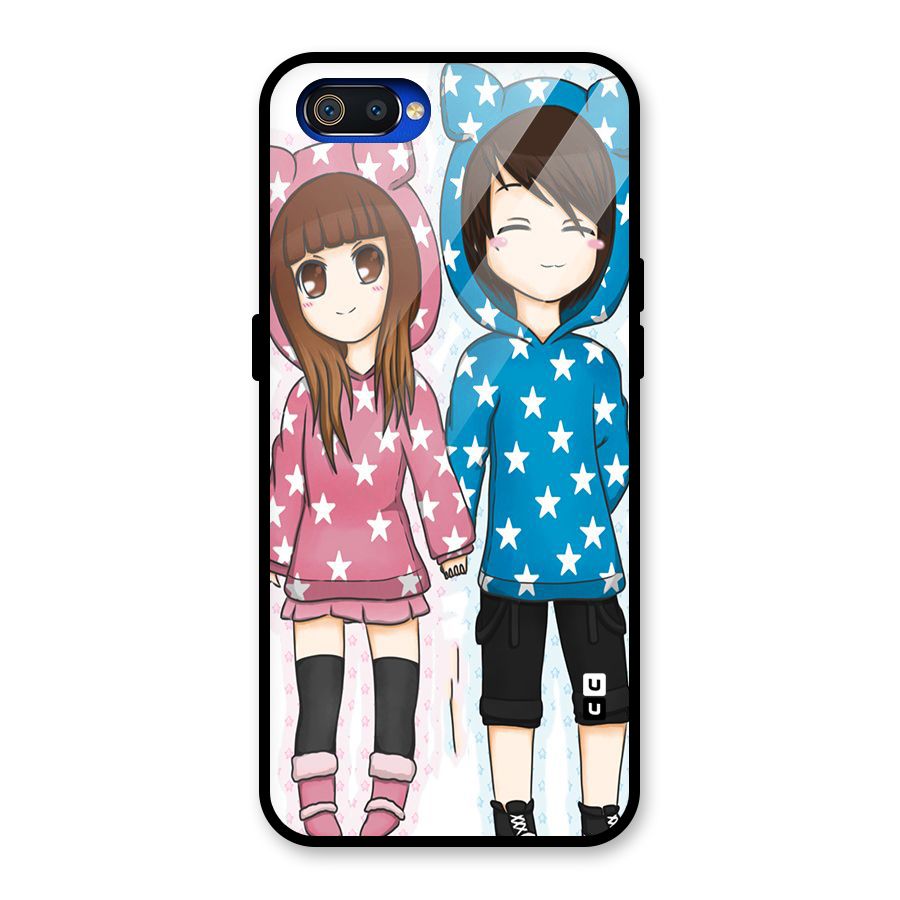 Couple In Stars Glass Back Case for Realme C2