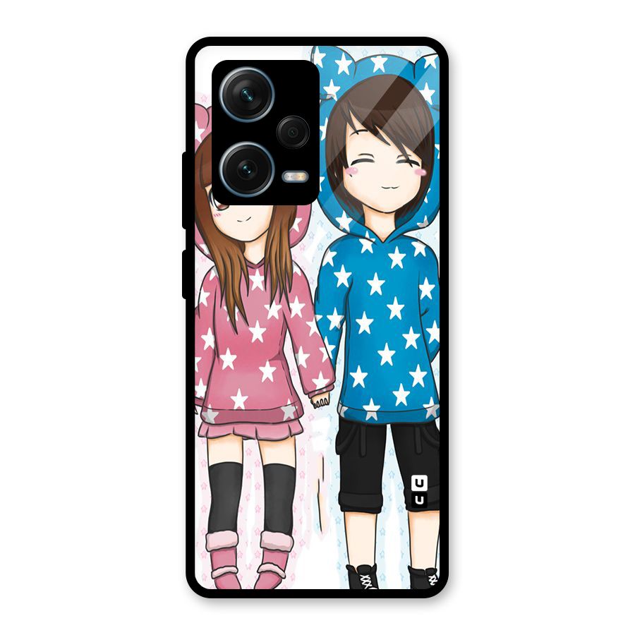 Couple In Stars Glass Back Case for Redmi Note 12 Pro Plus 5G