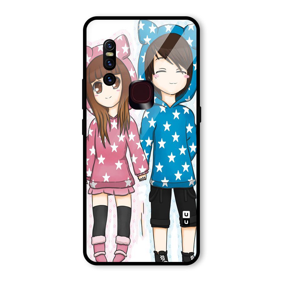 Couple In Stars Glass Back Case for Vivo V15