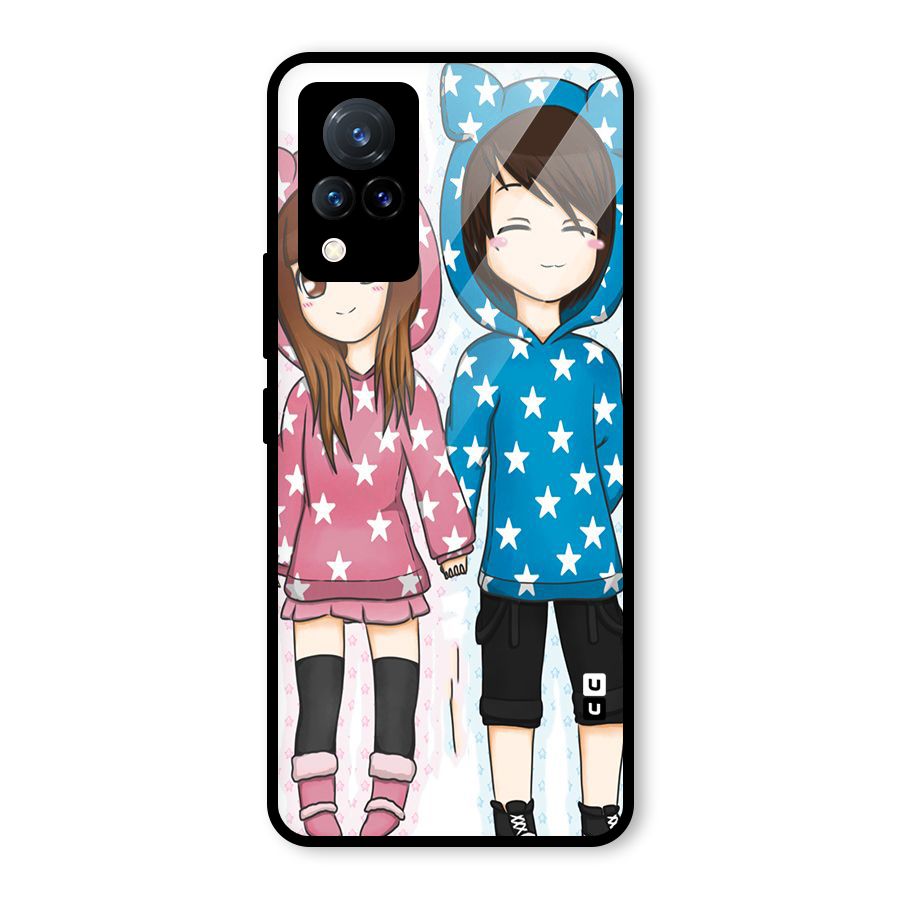 Couple In Stars Glass Back Case for Vivo V21 5G