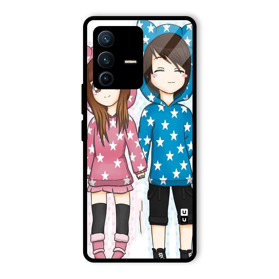 Couple In Stars Glass Back Case for Vivo V23 Pro