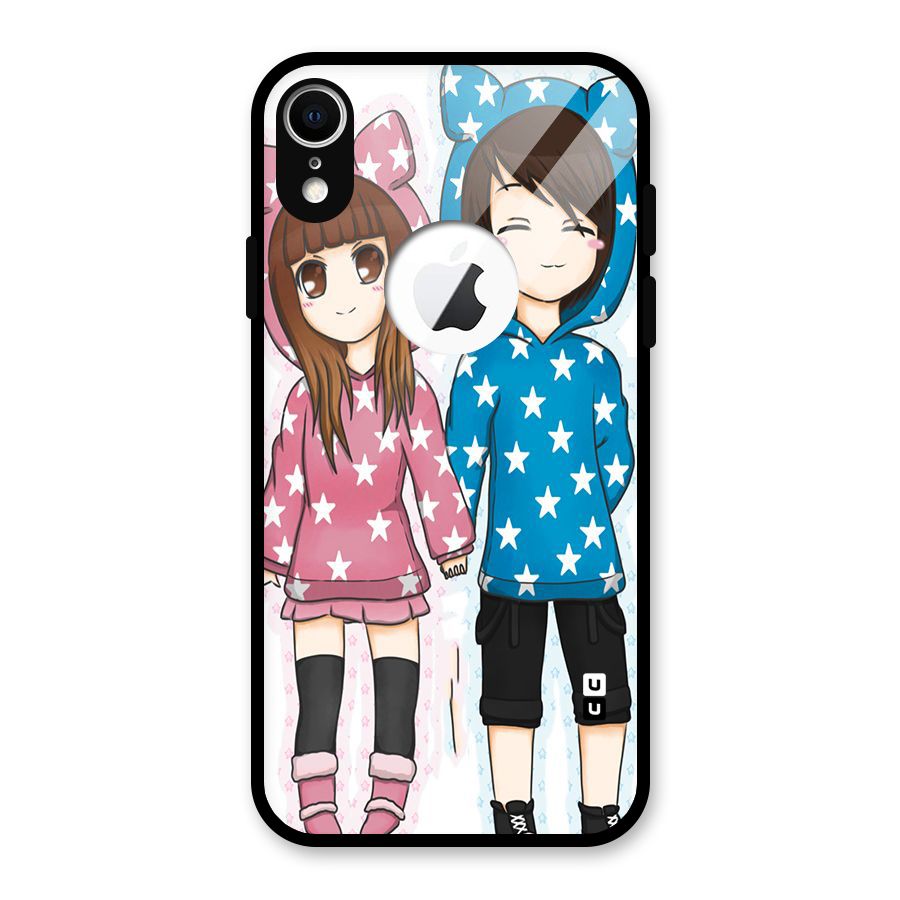 Couple In Stars Glass Back Case for iPhone XR Logo Cut