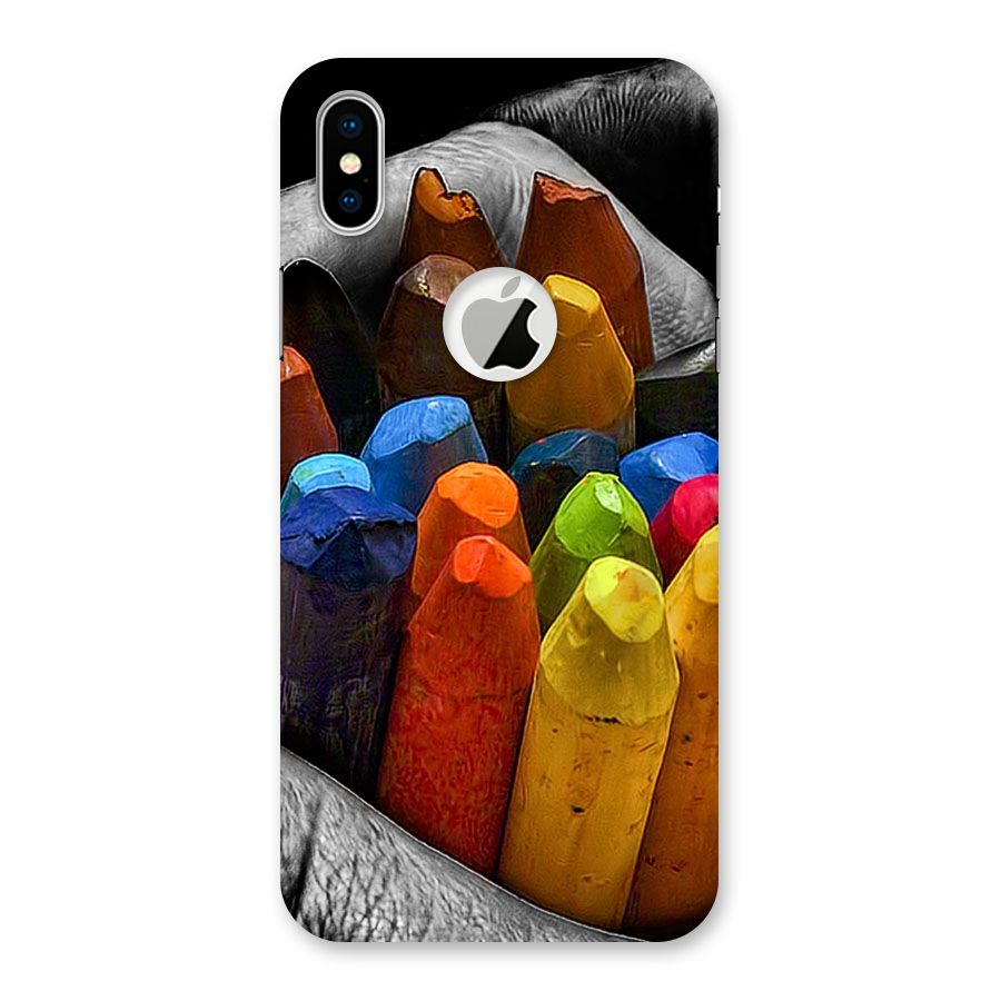 Crayons Beautiful Back Case for iPhone X Logo Cut