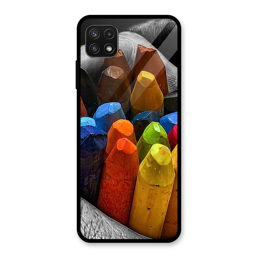 Crayons Beautiful Glass Back Case for Galaxy A22 5G