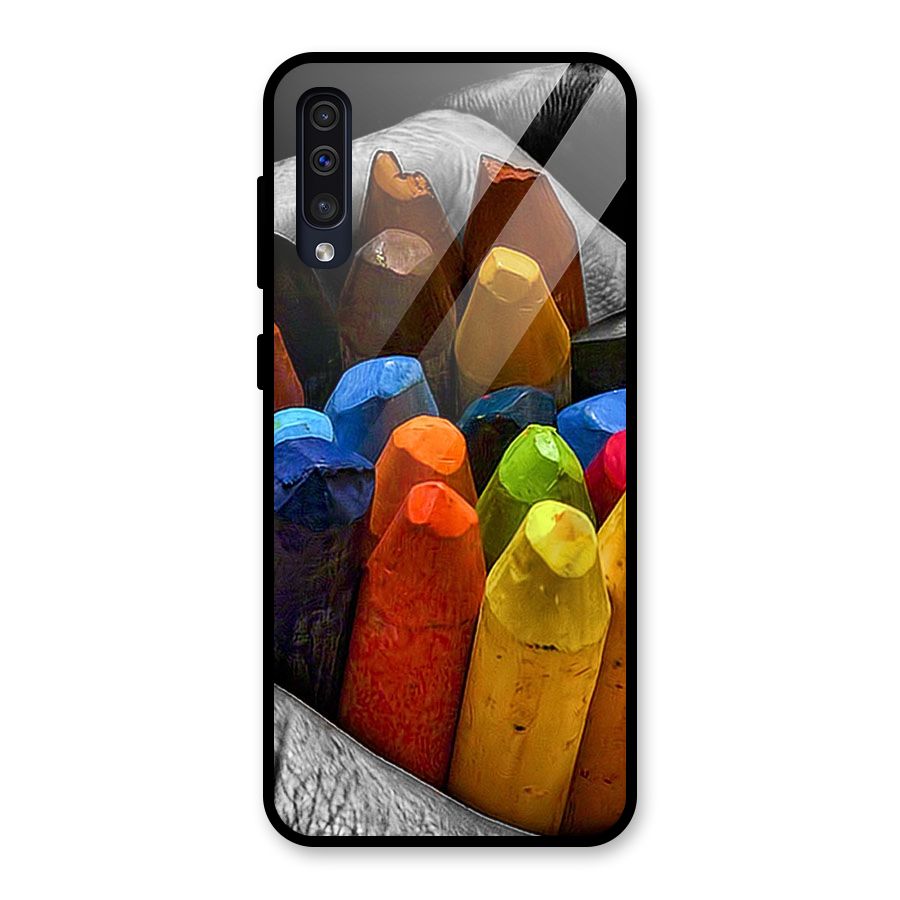 Crayons Beautiful Glass Back Case for Galaxy A50