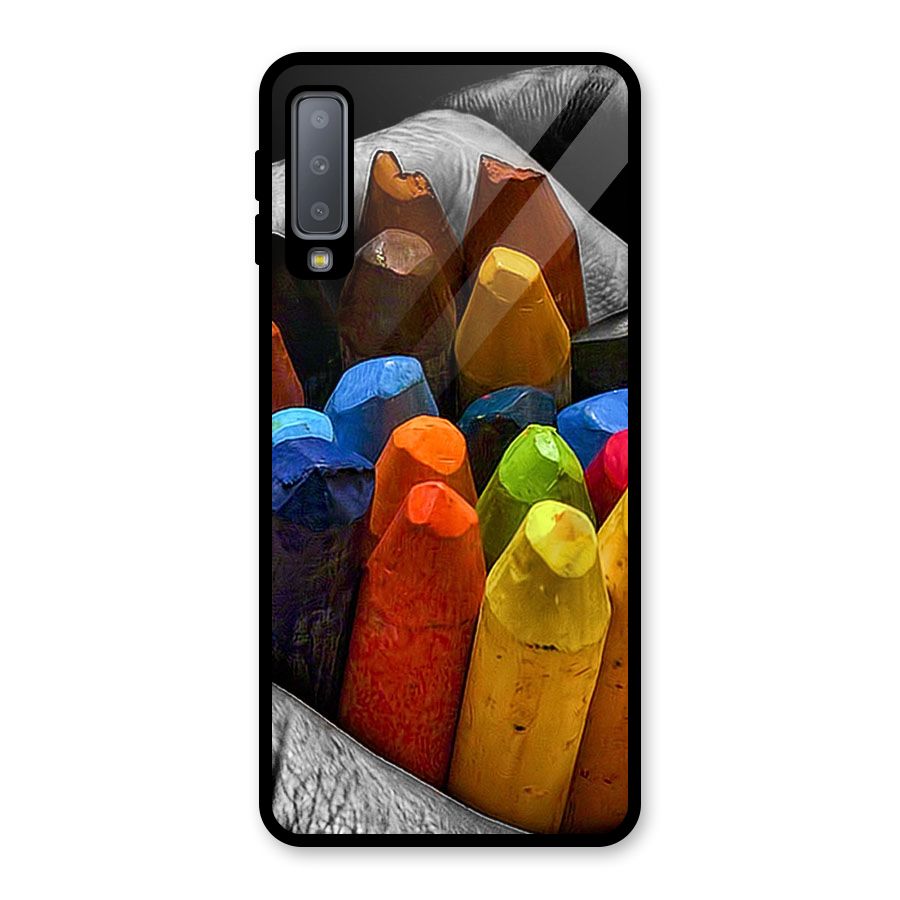 Crayons Beautiful Glass Back Case for Galaxy A7 (2018)
